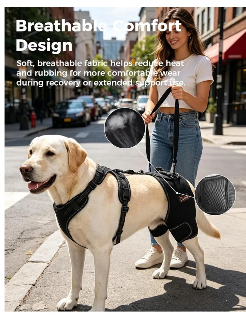 Lispoo Dog Hip Support Brace-Adjustable Dog Leg Brace for Hip Dysplasia-L